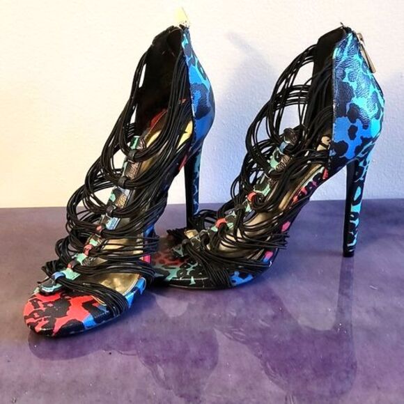 LFL L-Glow Wild Vibrant Cheetah Print Spike Heel Size 6 1/2 - Picture 1 of 4